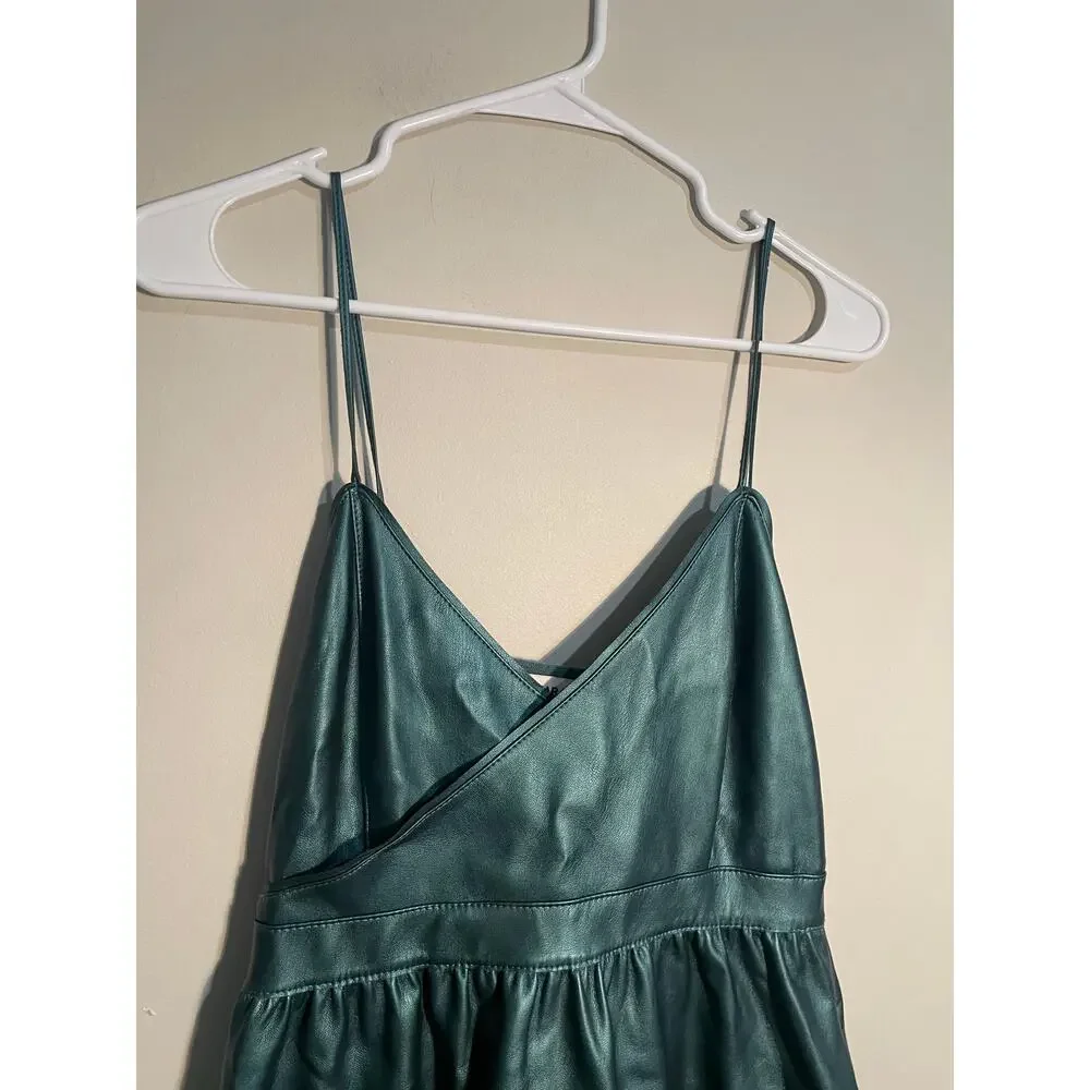 Zara Knit Green Faux Leather Midi Dress Size Small‎ - Picture 4 of 12